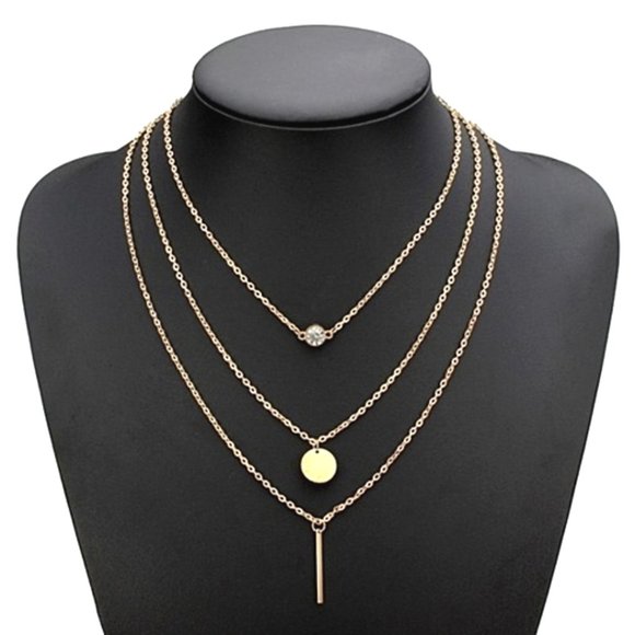 Trendy Elegant Gold Multi layer crystal necklace - Picture 3 of 4
